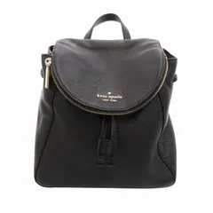 ケイトスペード KATE SPADE リュックサック バックパック バッグ ロゴ パッチ レザー 黒 ブラック /HO△ 0307