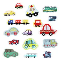 ワッペン 16枚セット 車 乗り物 アイロン接着 刺繍ワッペン アップリケ パッチ 補修 可愛い 子供 男の子 幼稚園 保育園 DIY お祝い ギフト ブランド: YFFSFDC