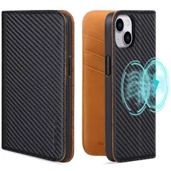 【人気商品】15 アイホン スタンド機能付き マグネット式 柔軟なTPU素材 全面保護 携帯カバー カーボンレザー カード収納 レザーケース スマホケース 手帳型ケース ケース ケース カーキ アイフォン15 MagSafe対応 本革 手帳型 iPhone15