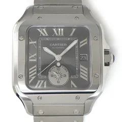 カルティエ Cartier 腕時計 サントス LM WSSA0076 スクエア サンレイ グレー文字盤 ローマ数字インデックス デイト デュアルタイム表示 SS 自動巻き 【箱・保付き】 【中古】のサムネイル