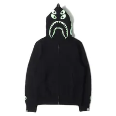 新品 A BATHING APE ア ベイシング エイプ パーカー サイズ:M BOUNTY HUNTER 蓄光 マッドシャーク フルジップ スウェットパーカー (MAD SHARK ZIP HOODIE) ブラック 黒 トップス フーディー【メンズ】