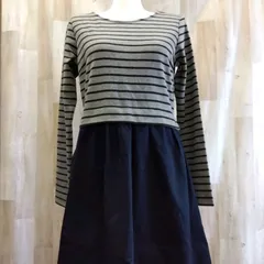 earth music＆ecology アースミュージックアンドエコロジー チュニック ワンピース M グレー ボーダー