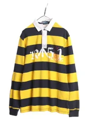 【お得なクーポン配布中!】 ヴィンテージ加工 90s ポロ ラルフローレン ボーダー ハーフジップ 長袖 ラガーシャツ メンズ L 古着 90年代 オールド 長袖シャツ ラグビー