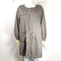 ❤️美品 アースミュージック＆エコロジー カーキ レースファスナー ジップ ミリタリージャケット モッズコート Ｆ レディース 1544