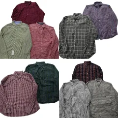 古着卸 まとめ売り ノーティカ NAUTICA 長袖シャツ 10枚セット (メンズ 2XL ) ストライプ チェック デッドストック 中古 古着 NB8221