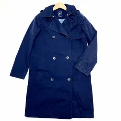■ギャップ GAP レディース 細身 ロングタイプ コットン トレンチコート ネイビー 濃紺 Sサイズ 概ね美品♪ 【ビジネスにも♪】■CD27