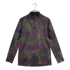 中古 メンズ オークリー OAKLEY 長袖シャツ M 紺×ピンク×黄 ネイビー ハーフジップ 総柄