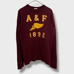 ☆アバクロンビーアンドフィッチ☆アバクロ☆ワッペンロゴロンT☆ウィングフット☆MUSCLE☆長袖Tシャツ☆ボルドー☆M☆E25M