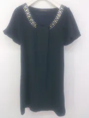 ◇ green label relaxing UNITED ARROWS 装飾 半袖 ミニ ワンピース ネイビー レディース P  【1212200000677】