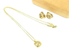 ■極美品■ NINA RICCI ニナリッチ ラインストーン クリップ式 イヤリング ネックレス アクセサリー 2点セット ゴールド系 DK4432