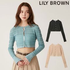 【SALE10%OFF】 【即納】 リリーブラウン LILY BROWN トップス 24秋冬 クロップドシアーニットカーディガン 長袖 クロップド丈 lwnd244029