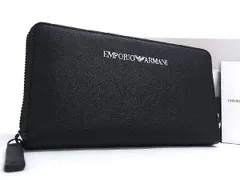 ■新品■未使用■ EMPORIO ARMANI エンポリオアルマーニ レザー ラウンドファスナー 長財布 ウォレット ブラック系 BK0693 のサムネイル