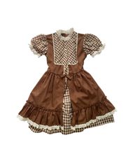【Size110】vintage ブラウンチェックワンピース ヴィンテージ US古着 ドレス