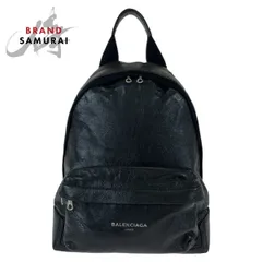 美品 BALENCIAGA バレンシアガ エッセンシャル しわ加工 男女兼用 ブラック 黒 シルバー金具 レザー バックパック リュックサック 406967【中古】のサムネイル