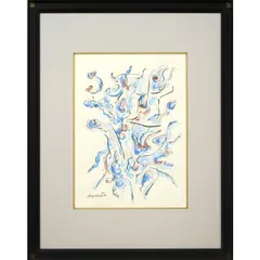 難波田龍起、油彩画４号、絵画、形象、肉筆、新品額縁、1958、リー、ウーハン 難波田 龍起 作『油彩画 動く形象』 買取価格相場｜骨董品買取