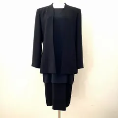 #axc 東京ソワール ベニール SOIR BENIR セットアップ ツーピース 9 黒 ワンピース ノーカラー フォーマル 重ね着風 レディース [952644]