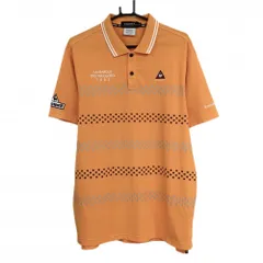 【超美品】ルコックゴルフ 半袖ポロシャツ オレンジ ドットライン ロゴ刺しゅう  メンズ 3L ゴルフウェア 大きいサイズ le coq sportif