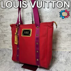 ルイ ヴィトン アンティグアライン カバMM トートバッグ　ショルダーバッグ 肩掛け キャンバス ルージュ 赤 パープル