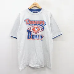 XL/古着 半袖 ビンテージ Tシャツ メンズ 90s NFL デンバーブロンコス コットン クルーネック グレー 霜降り アメフト スーパーボウル 25ma