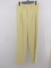 ◇ me+em select ミームセレクト 大人女子 シンプル 無地 タック スラックス パンツ サイズL イエロー系 レディース E  【1306240006833】