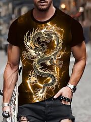 和柄 金龍 稲妻 半袖Tシャツ 264 黒黄 派手 ストリート ダンス HIPHOP B系 ヤクザ ヤンキー オラオラ系 悪羅悪羅 ホスト 服 メンズ ファッション