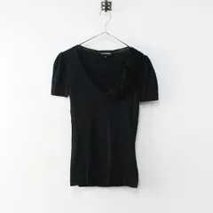 エンポリオ アルマーニ EMPORIO ARMANI ローズモチーフ付き Vネック ニット ブラウス 38/ブラック トップス【2400012100633】のサムネイル