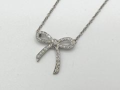 TIFFANY&CO. ティファニー ボウ リボン ダイヤ ネックレス Pt950 新品仕上げ