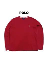 ポロ Ralph Lauren(ラルフローレン) ラウンド ワッフル 長袖 ティー レッド