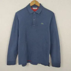LACOSTE ラコステ 長袖ポロシャツ ワンポイントロゴ 刺繍 日本製 ブルー 2サイズ メンズ 古着 アメカジ
