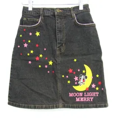 ラバーズハウス スカート ボトムス デニム缶 バッジ付き 未使用品 キッズ 女の子用 Mサイズ ブラック LOVERS HOUSE