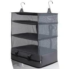 『軽量化 YKKファスナー採用』 クローゼット吊り下げ収納 インナーバッグ トラベルポーチ 吊り下げポーチ YKK 圧縮 旅行 出張 旅行ポーチ パッキング (グレー, XL) [グレー] [XL]