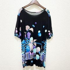 1596 LEONARD 現行 カンカン素材 花柄 チュニック 40 黒 - メルカリ