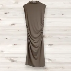 C1379 エイチアンドエム H&M ロングワンピース ノースリーブ ベージュ 無地