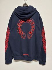 CHROME HEARTS クロムハーツ Horse Shoe ホースシュー NYC Limited ニューヨーク 限定 紺 ネイビー 赤 レッド パーカー フーディー プルオーバー トップス スウェット Lサイズ 新品未使用
