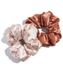 Disney x Kitsch サテン枕 ヘアクシュシュ 女性用 - シルクシュより柔らかい 髪用 | 女の子用サテンシュシュ & 女性用サテンヘアタイ | かわいいサテンヘアシュシュ 2点 デザートクラウン 