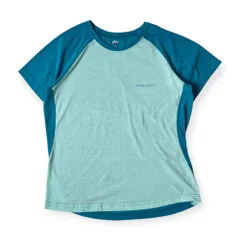 mont-bell モンベル ウイックロン ラグラン 半袖 Tシャツ  M/ブルー×水色 レディース #1104563