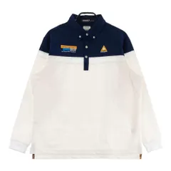 サイズ：LL LE COQ GOLF ルコックゴルフ  長袖ポロシャツ ボタンダウン ボーダー柄 ホワイト系 [240101370912]# ゴルフウェア メンズ ストスト