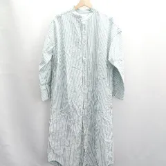 ◇ ⊂ niko and … ニコアンド ストライプ柄 綿 長袖 ロング ワンピース サイズF ライトブルー系 レディース E  【1502180052804】