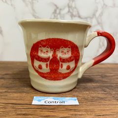 招き猫 組招き猫 マグカップ 赤 招福 Maneki Neko Lucky Cat Mug