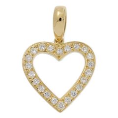 0.26ct/TASAKI PEARL タサキ・田崎真珠 ハートモチーフ 22P・ダイヤモンド ペンダントトップ/K18YG-1.5g/イエローゴールド【♀】【N】【レディース】★■582980【中古】