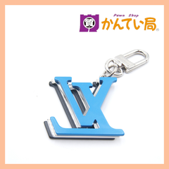 Louis Vuitton ルイヴィトン ビジュー サック・LV オプテック バッグ チャームストラップ LVイニシャル モノグラム MP3336 メタル シルバー金具 ブルー ブラック