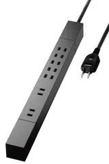 【在庫セール】エレコム 電源タップ 雷ガード 7個口 回転式 ほこりシャッター 【 仮固定&吊下可能な回転パーツ付き 】 1m ブラック ECT-0510BK