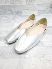 ◇ Θ menue メヌエ 光沢 フラット パンプス シューズ サイズ36 シルバー レディース P  【1409090013607】