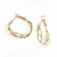 Triple Line Twist真鍮Brassチタン芯フープピアス【ete316_1】