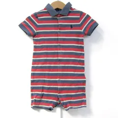 ラルフローレン ツナギ つなぎ オールインワン 半袖 ロンパース ポロ ベビー 男の子用 12Mサイズ 赤×紺 RALPH LAUREN 【中古】