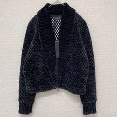EMPORIO ARMANI　エンポリオアルマーニ　ベルベットジャケット　フロントジップ　ブルゾン　ベロア　黒　38　ポリエステル　a00075のサムネイル