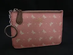 COACH コーチ PVC バタフライ 蝶柄 キーリング付き コインケース 小銭入れ レディース ピンク系×アイボリー系 DH6666