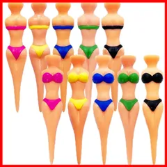 【在庫処分】VIEAURA ゴルフティー ビキニ 5色10本セット レディー セクシー 面白グッズ ゴルフ用品 ティー ジョーク ギフト プレゼント コンペ 景品 小物 うけ狙い プラスチック ブラック ピンク イエロー ブルー グリーン