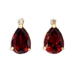 【新品】K18ガーネット ダイヤモンド ペアシェイプ ピアス[i6-8］