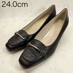 【新品 訳あり】リズラフィーネ　スクエアトゥヒールアップローファー　24.0㎝　ダークブラウン